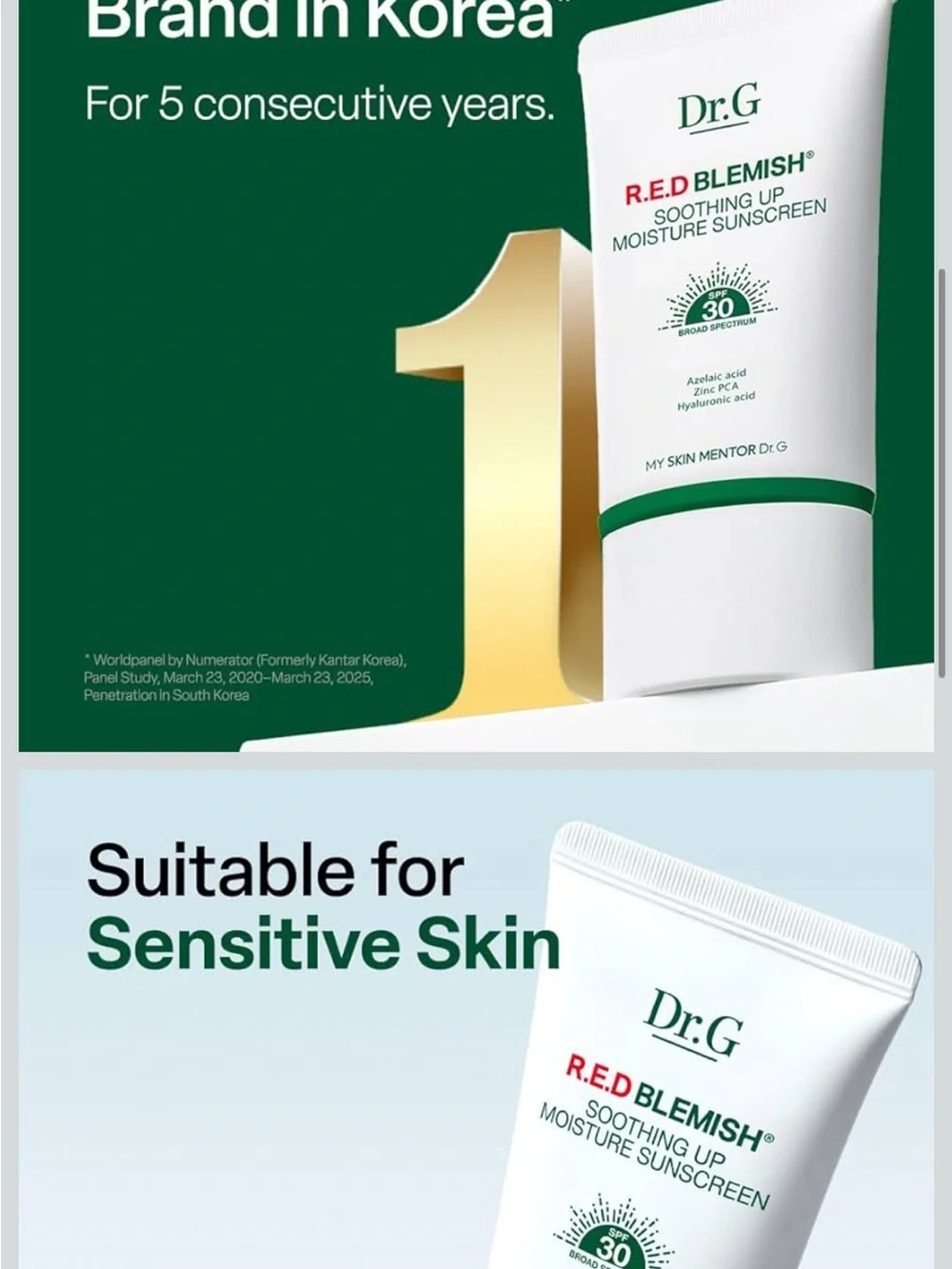 R.E.D Blemish Soothing Up Sun SPF50+ — White & Green Sun Cream -2pcs set